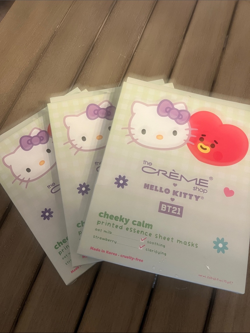Bundle of 3 boxes of CRÈME SHOP Hello Kitty Cheeky Calm Masks (9 masks total)
